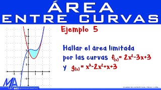 Área entre curvas  Ejemplo 5 [upl. by Odrarebe]