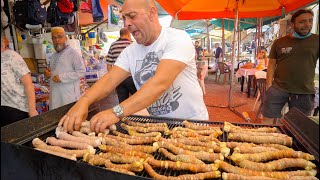 Sicilian Street Food in Palermo 🇮🇹 CRAZY Italian BBQ  HUGE Arancini in Sicily [upl. by Edahsalof]