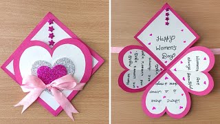 DIY  Easy and beautiful card for Womens day  Womens day card making very easy Handmade [upl. by Intihw908]