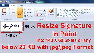 How To Resize Signature in Paint into 140 x 60 pixels JPG format below 20 KB for Online Form 🔥🔥🔥 [upl. by Assyram]