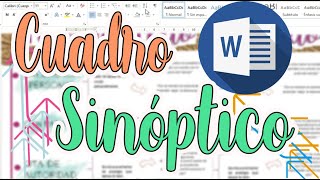 Cuadro Sinóptico en Word  Apuntes bonitos  Cynthi [upl. by Annaehs]