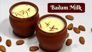 Badam Milk Recipe  Almond Milk  Badam Milkshake  KabitasKitchen [upl. by Kcor]