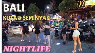 BALI NIGHTLIFE 🇮🇩 KUTA And SEMINYAK Bali Indonesia Night walking tour Bali Night Life 4K [upl. by Hewie]