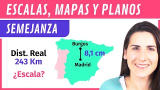 CALCULAR ESCALA conociendo Distancia Real y en el Mapa 🌍 Ejercicios de Semejanza [upl. by Susannah]