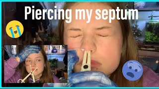 PIERCING MY SEPTUM AT HOME😱😱 [upl. by Lowry548]