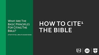 How to Cite the Bible [upl. by Jazmin595]