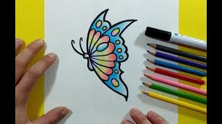 Como dibujar una mariposa paso a paso 17  How to draw a butterfly 17 [upl. by Adrea976]