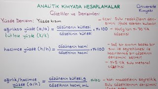 ANALİTİK KİMYA Analitik Kimyada Hesaplamalar 3 [upl. by Elissa]