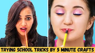 Trying SCHOOL Tricks and HACKS by 5 Minute Crafts😉 [upl. by Seena329]