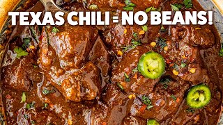 TexasStyle Chili Recipe  All Meat No Beans [upl. by Eimac]