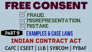 Fraud  Misrepresentation  Mistake  Free Consent  Indian Contract Act  Caselaws  Example [upl. by Alisander]