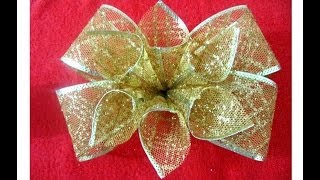 Moños navideños con flores en cintas de organza [upl. by Aia]