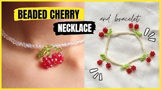 DIY CEREZA con MOSTACILLAS 🍒🍒 COLLAR Y PULSERAS AESTHETICS [upl. by Schwartz]