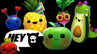 Hey Bear Sensory  Birthday Dance Party  Dancing Fruit  Fun Animation and Upbeat Music [upl. by Ardiedak]