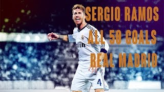 Sergio Ramos all 50 Goals with Real Madrid 20052015 HD [upl. by Ahsina]