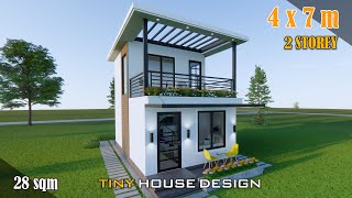 Small House Design 4 x 7 m Two Storey [upl. by Nelak]