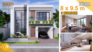 Modern House Design  8 x 95 meter  2 Storey With 3 Bedrooms [upl. by Asnarepse]