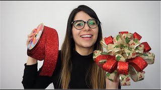 COMO HACER MOÑO NAVIDEÑO EN 5 MINUTOS FÁCIL Y RÁPIDO PARA REGALOS O PARA TU ARBOL DE NAVIDAD [upl. by Sallad918]