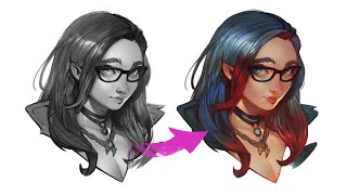 GREYSCALE to COLOR  Digital Painting Tutorial [upl. by Niessuh824]