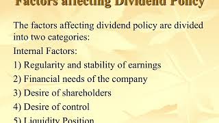 Dividend Policy amp Factors Affecting Dividend policy [upl. by Anayet]