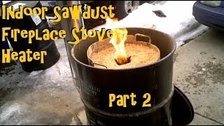 Sawdust Stove Cabin Garage Rocket Stove Heater PART 2 [upl. by Cynthy]