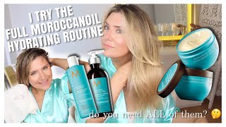 I TRY THE FULL MOROCCANOIL INTENSE HYDRATING ROUTINE  WORTH IT [upl. by Emsmus836]