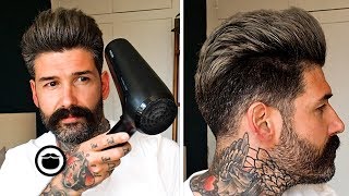 How to Style a Pompadour Hairstyle  Carlos Costa [upl. by Lodmilla]