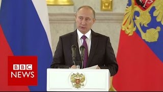 Vladimir Putin congratulates Donald Trump  BBC News [upl. by Aelaza]