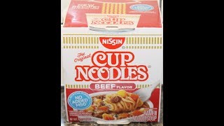 Nissin Cup Noodles Beef Flavor Review [upl. by Alejandrina377]