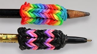 Rainbow Loom English  PEN GRIP  Loom Bands easy how to DIY [upl. by Jarin71]