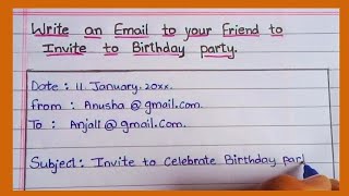 Write a EMAIL To Friend Inviting For Birthday Party  Powerlift Essay Writing  How To Write EMAIL [upl. by Alvie]