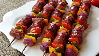 How to Make Sausage amp Peppers Kabobs in the oven [upl. by Nivi603]