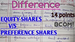 Equity shares vs Preference shares  Difference between preference shares and equity shares [upl. by Llednahs]