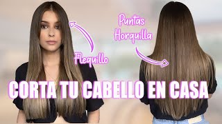 COMO CORTARSE EL CABELLO UNO MISMO PUNTAS FLEQUILLO Y HORQUILLA  SARA MONTOYA [upl. by Ylirama]