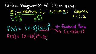 Write a Polynomial with Given Zeros and Multiplicity [upl. by Yud]