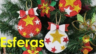 Como hacer esferas navideñas de foami  Manualidades de Lina [upl. by Lehcor]