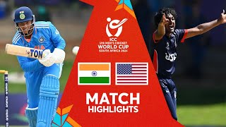 India v USA  Match Highlights  U19 CWC 2024 [upl. by Nnylecyoj]