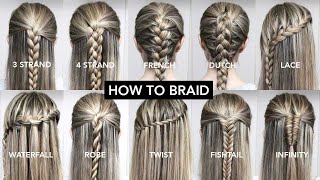 10 Basic Braids For Beginners  Easy DIY Tutorial [upl. by Onilegna]