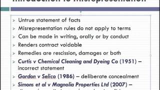 Misrepresentation Lecture 1 of 4 [upl. by Trefler]