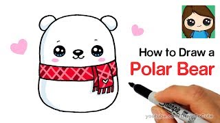 How to Draw a Holiday Polar Bear Easy  Squishmallows [upl. by Daughtry]