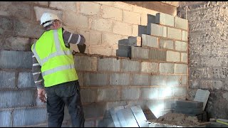 Bricklaying How to lay light blocks [upl. by Thornie]