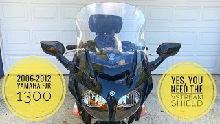 Yamaha FJR 1300 Stock vs VSTREAM WINDSHIELD [upl. by Aneekat344]