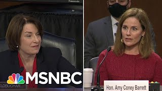 Amy Klobuchar Questions Barrett On What Court Rulings Qualify As Super Precedent  MSNBC [upl. by Ecirual]