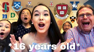 COLLEGE DECISION REACTIONS  16 YEARS OLD  HARVARD YALE PRINCETON COLUMBIA AND MORE  2021 [upl. by Vachel]