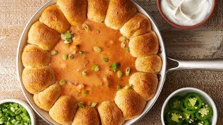 Skillet Queso Dip with Taco Biscuit Bombs  Pillsbury Recipe [upl. by Annaierb267]