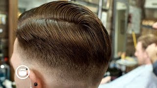 Classic Pompadour Haircut at the Barbershop [upl. by Eseryt]