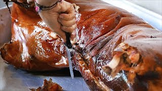 Indonesian Street Food  CRISPY ROAST PIG Bali Indonesia 2 [upl. by Halstead984]