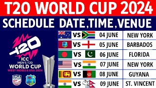 ICC T20 World Cup 2024 Schedule All Teams Venues Date Host Nations  T20 World Cup 2024 Details [upl. by Hege288]