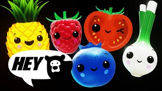 Hey Bear Sensory  Fruit Salad Dance Party  Counting 1 to 10  Fun animation with music [upl. by Florin]