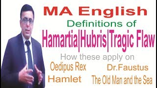 MA English Definition of Hamartia amp Hubris  Examples of Hamartia amp Hubris [upl. by Joleen900]